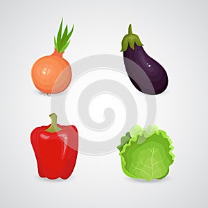 Vegetable realistic vector icon set.