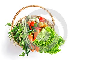 vegetable ripe in basket isolate on white