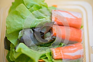 Vegetable Roll salad in plastic box