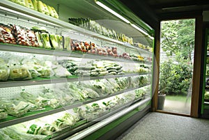 Vegetable row selling in super market