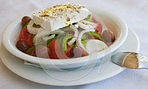 Vegetable salad with cheese photo
