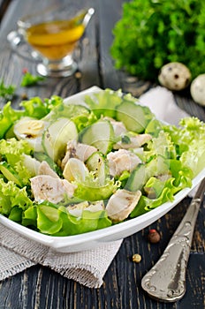 Vegetable salad with cod liver