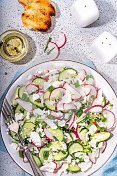 Vegetable salad with cottage cheese