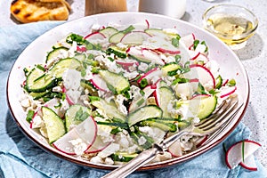 Vegetable salad with cottage cheese