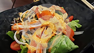 Vegetable Salad with Crab Stick and Ebiko