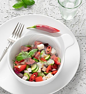 Vegetable Salad. flatley on grey background