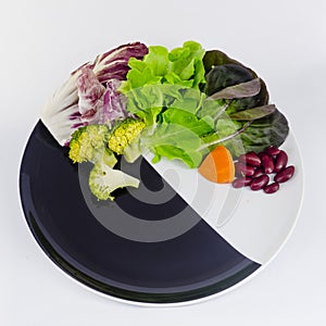 Vegetable salad on plate with blank spcae for wording photo