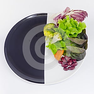 Vegetable salad on plate with blank spcae for wording photo