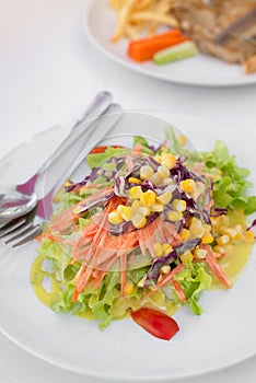 Vegetable salad in white dish