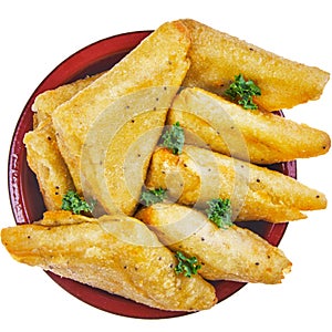 Vegetable samosas in bowl