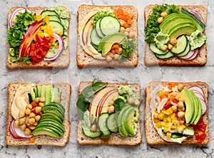 Vegetable sandwiches. Plant-based diet.