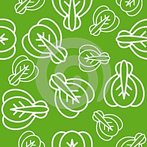 Vegetable seamless pattern, bokchoy outline for wallpaper and ba