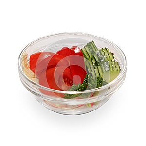 Vegetable snack for first-class cabin passengers on a white background