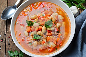 Vegetable Soup with Beans, Tasty Homemade Vegetarian Food