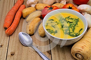 Vegetable soup in a bowl