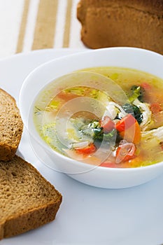 Vegetable soup with chicken breast