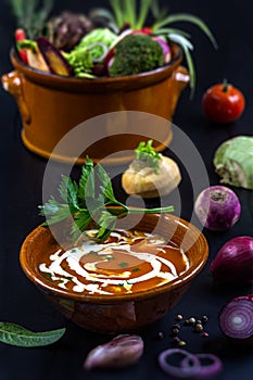 Vegetable soup with only fresh vegetable photo