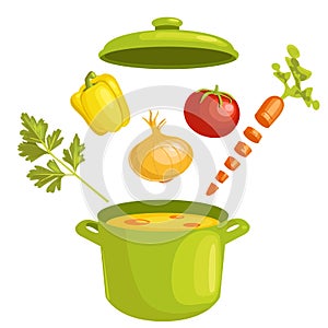 Vegetable soup with ingredients