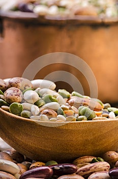 Vegetable soup and mixed cereals.