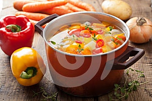 Vegetable soup in pot