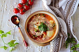 Vegetable soup with rice