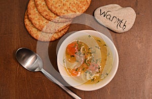 Vegetable soup and warmth