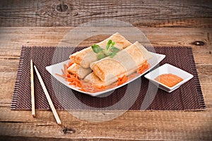 Vegetable spring rolls.