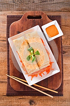 Vegetable spring rolls.