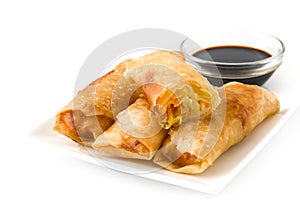 Vegetable spring rolls isolated