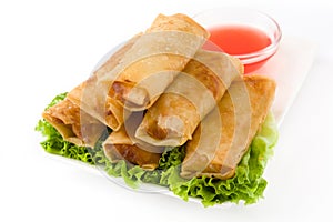 Vegetable spring rolls isolated