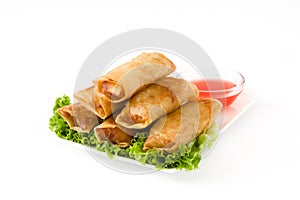 Vegetable spring rolls isolated
