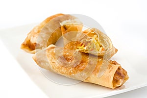 Vegetable spring rolls isolated