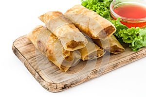 Vegetable spring rolls isolated