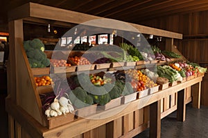 vegetable stand with a variety of fresh vegetables and fruits for customers to choose from