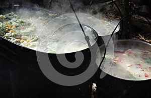 Vegetable stew with vermicelli is cooked