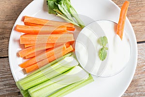 Vegetable sticks. Fresh celery and carrot.