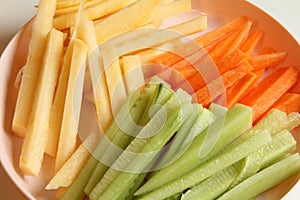 Vegetable sticks on a plate