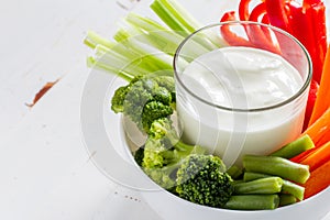 Vegetable sticks and yogurt dip