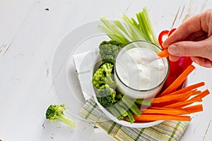 Vegetable sticks and yogurt dip
