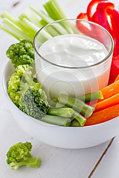 Vegetable sticks and yogurt dip