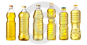 Vegetable or sunflower oil in plastic bottle