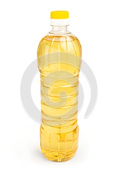 Vegetable or sunflower oil in plastic bottle