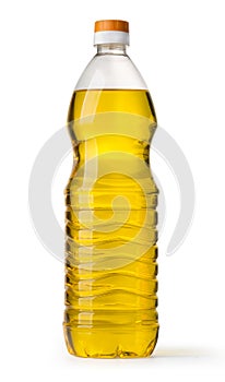 Vegetable or sunflower oil in plastic bottle