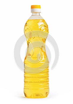 Vegetable or sunflower oil in plastic bottle isolated