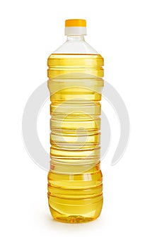 Vegetable or sunflower oil in plastic bottle isolated