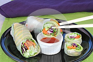 Vegetable Sushi with dipping sauce