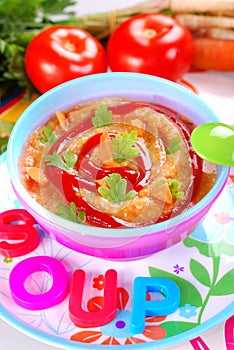 Vegetable and tomato dense soup for baby