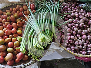 Vegetable tomatto red onion and spring