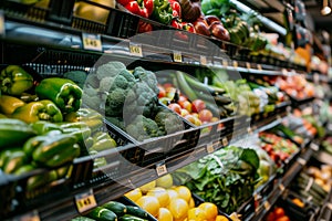 Vegetable variety on grocery store shelves