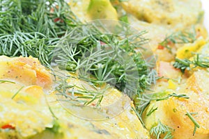 Vegetable vegetarian pakoras with dill.